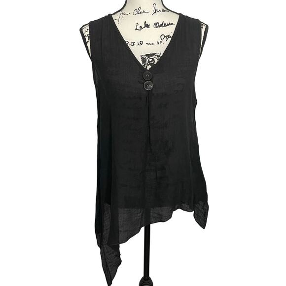 Pretty Angel Asymmetric Hem Linen Cotton Tank Top Lagenlook Handkerchief Hem S - Picture 1 of 9